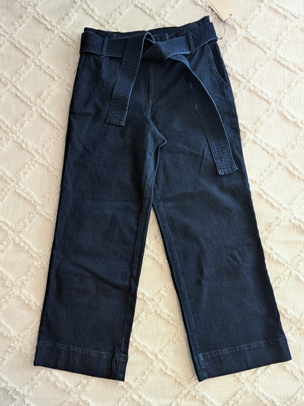 A New Day High-Waist Stretch Indigo Denim Belted Wide-Leg Pants - NWT